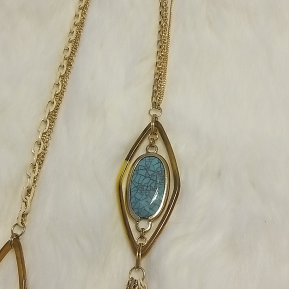 Gold Necklace with Blue Stone - Picture 3 of 3